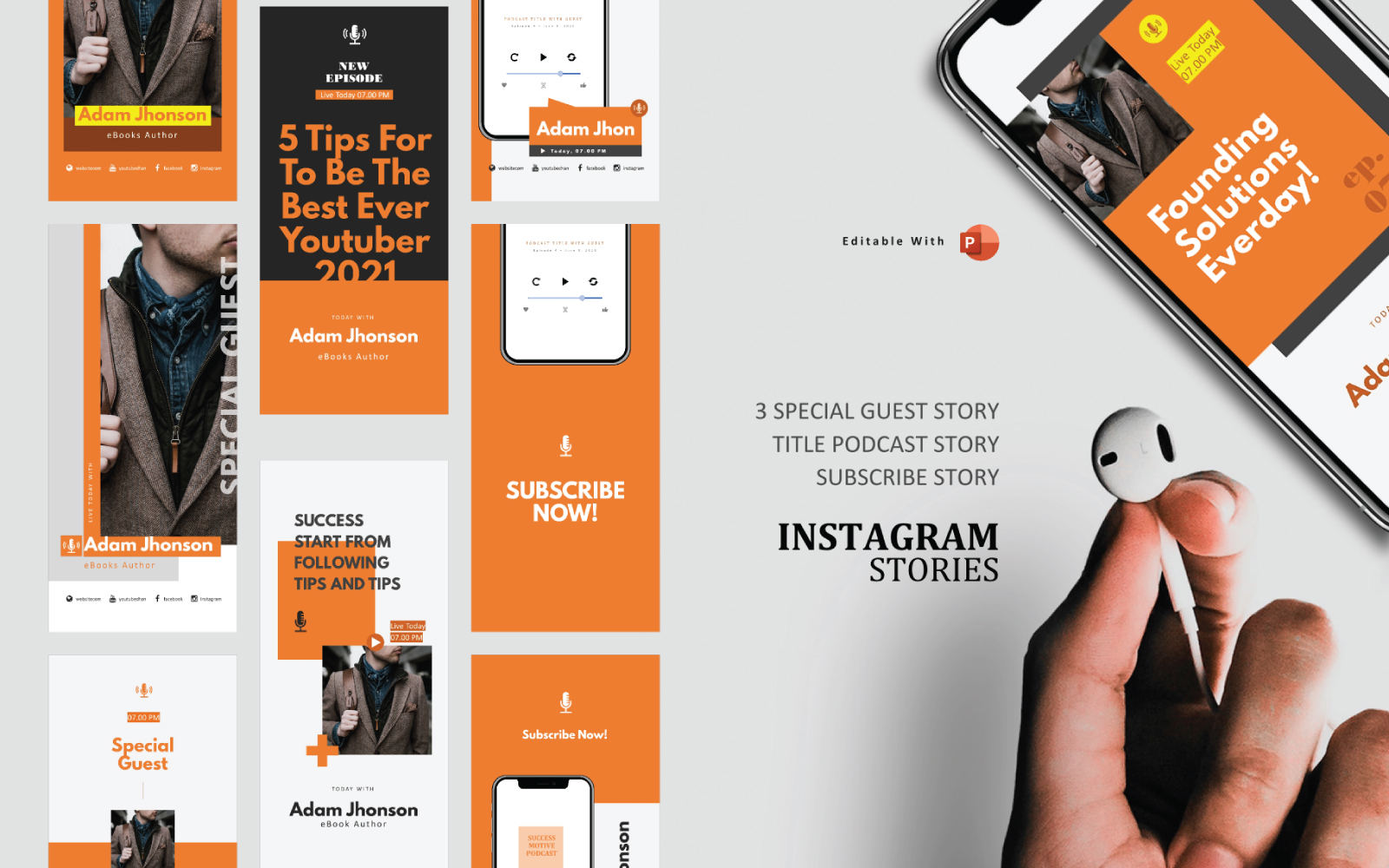 Podcast Instagram Stories and Post Social Media Template - Motivationer Podcaster