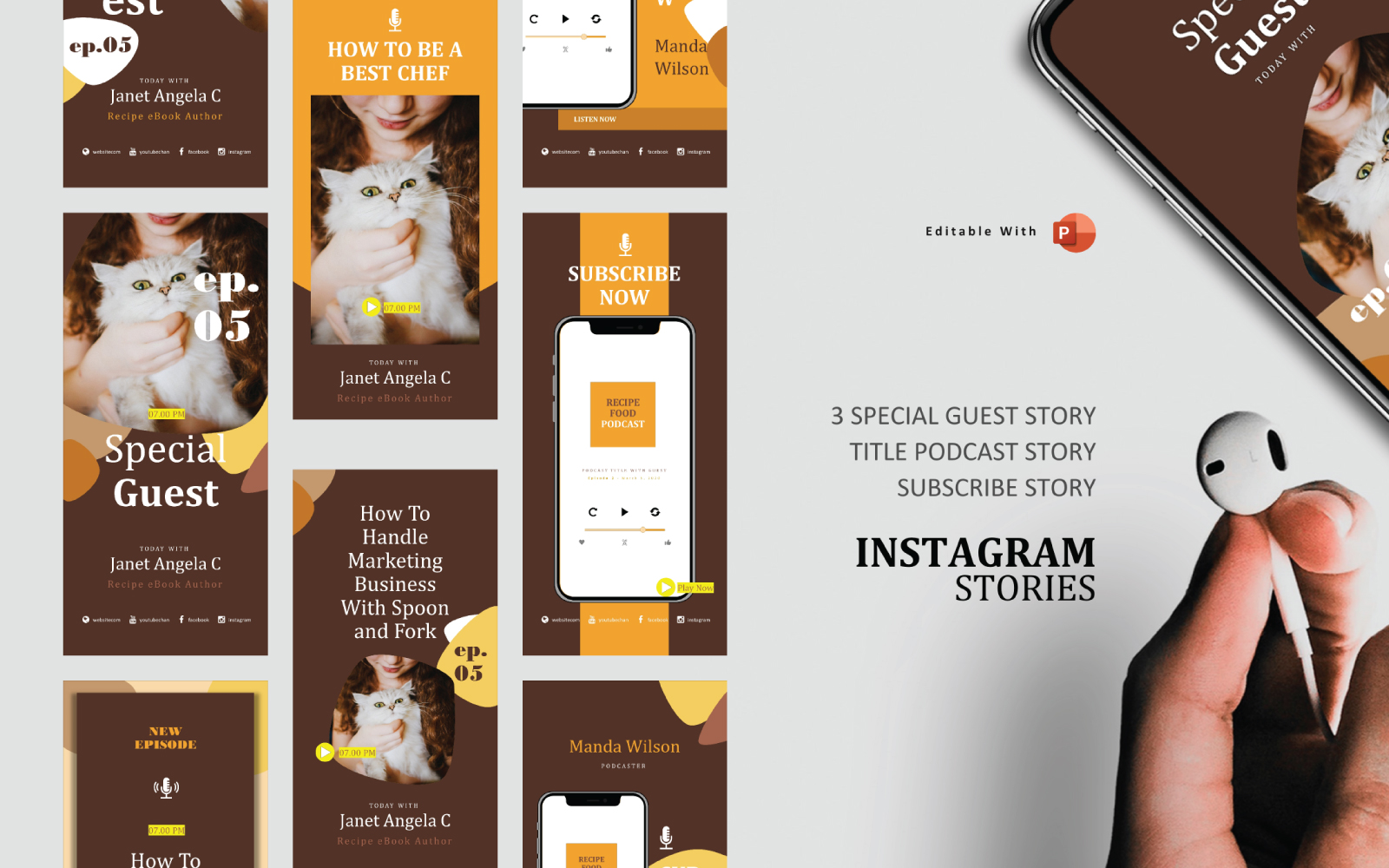 Podcast Instagram Stories and Post Social Media Template - Chef Cake Podcaster