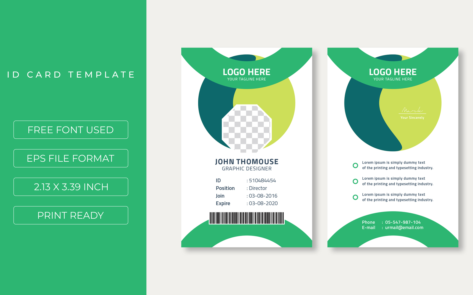 Graphic Designer Id Card Corporate Identity Template Theme