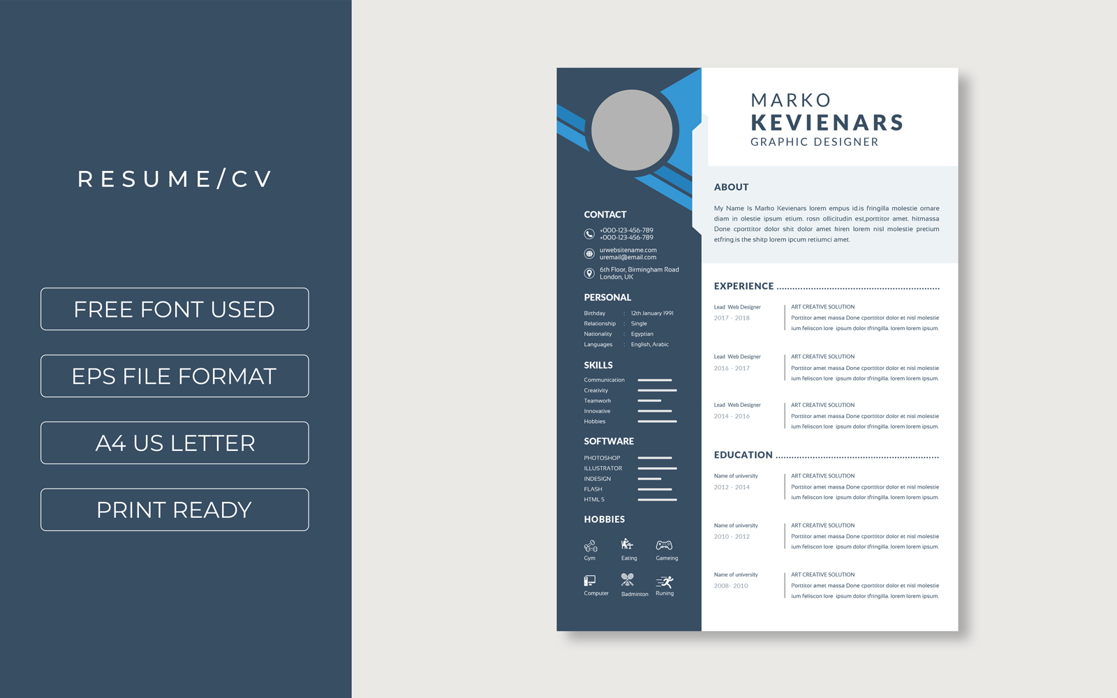 Marko Kevienars Printable Resume Theme