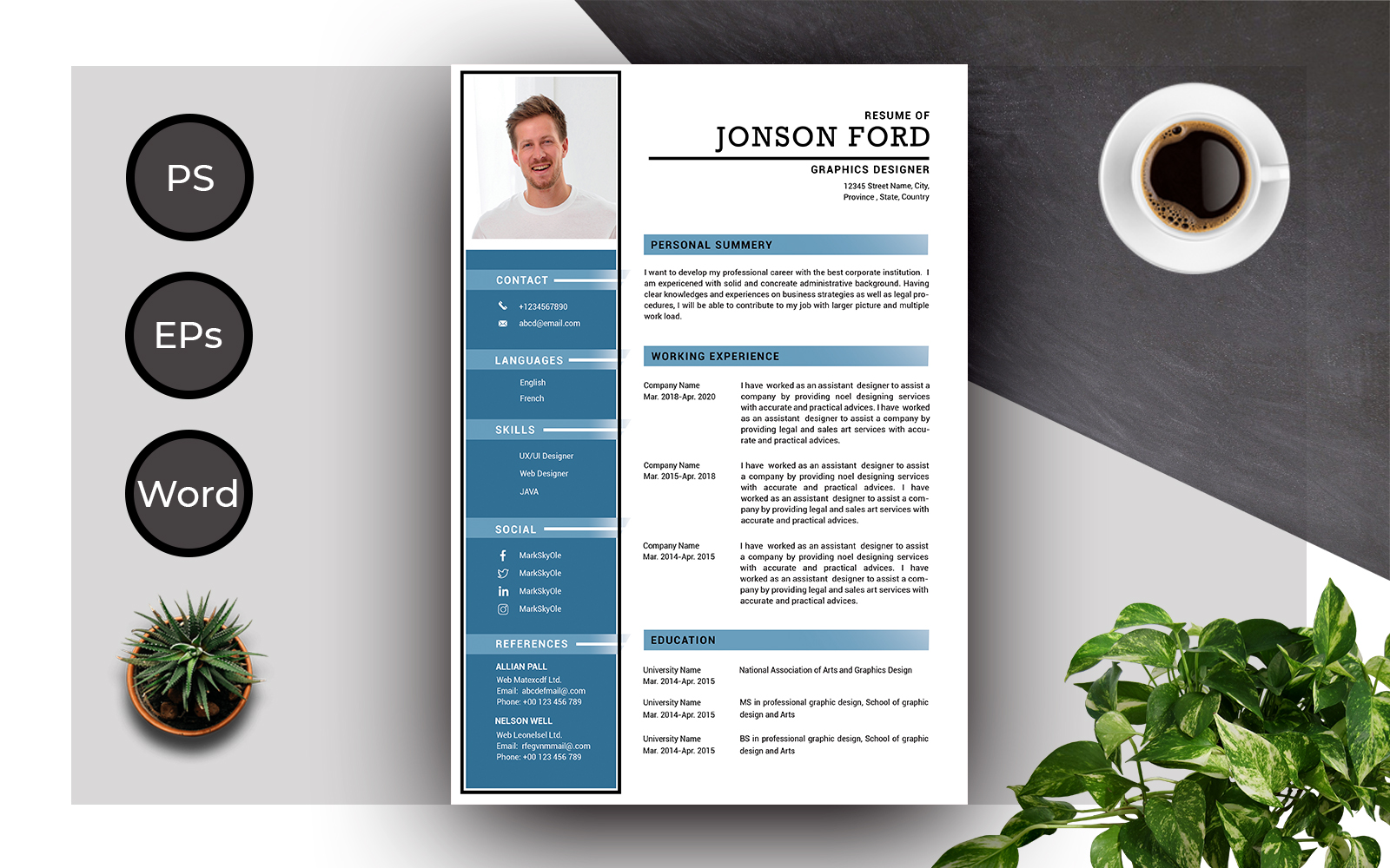 Resume Template of Jonson Ford - Best Creative CV Resume Template