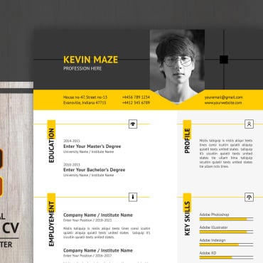 And Yellow Resume Templates 183929