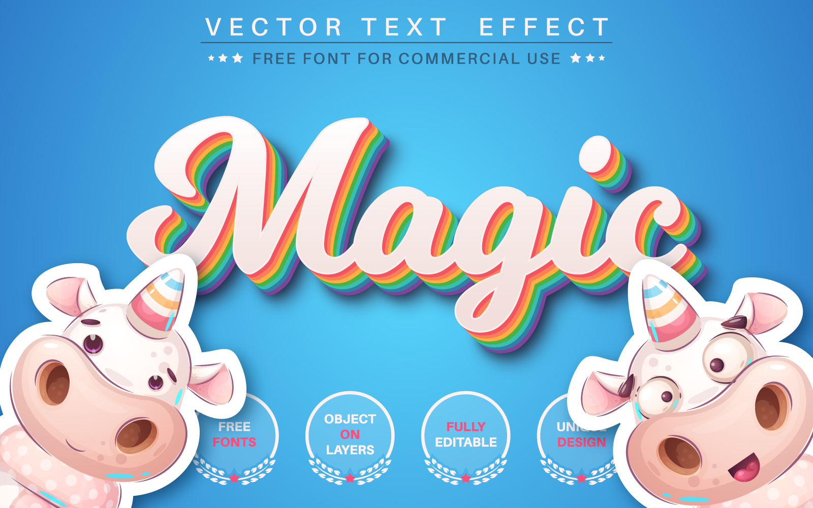 Magic Unicorn - Editable Text Effect, Font Style, Graphics Illustration