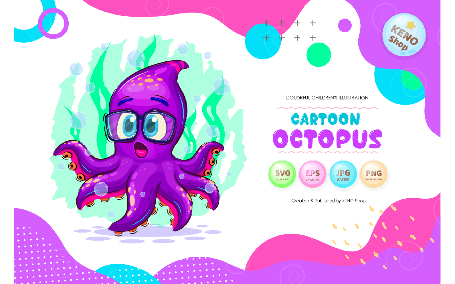 Cartoon Surprised Octopus Vector