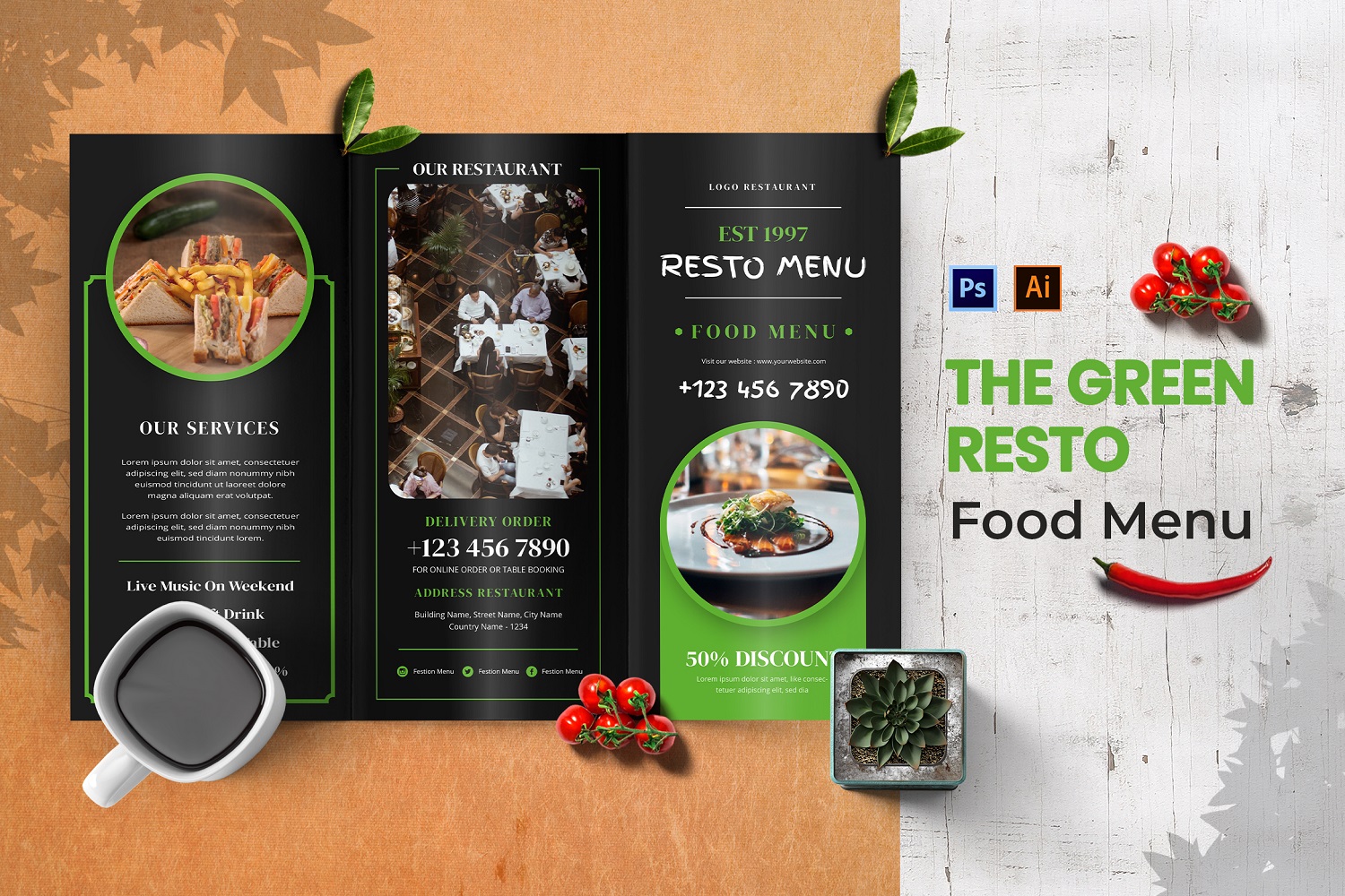 Green Resto Food Menu Print Template