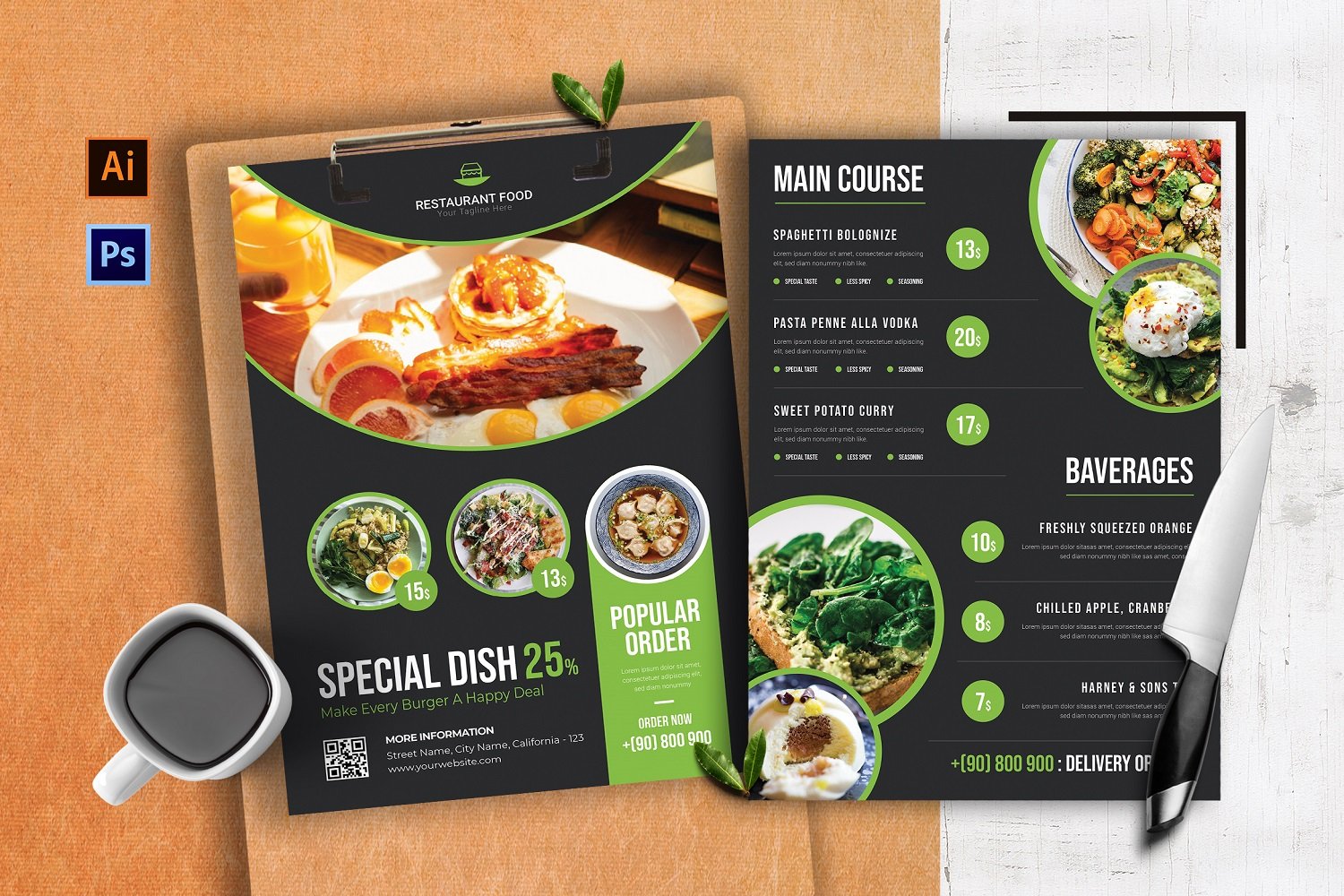 Special Dish Food Menu Print Template