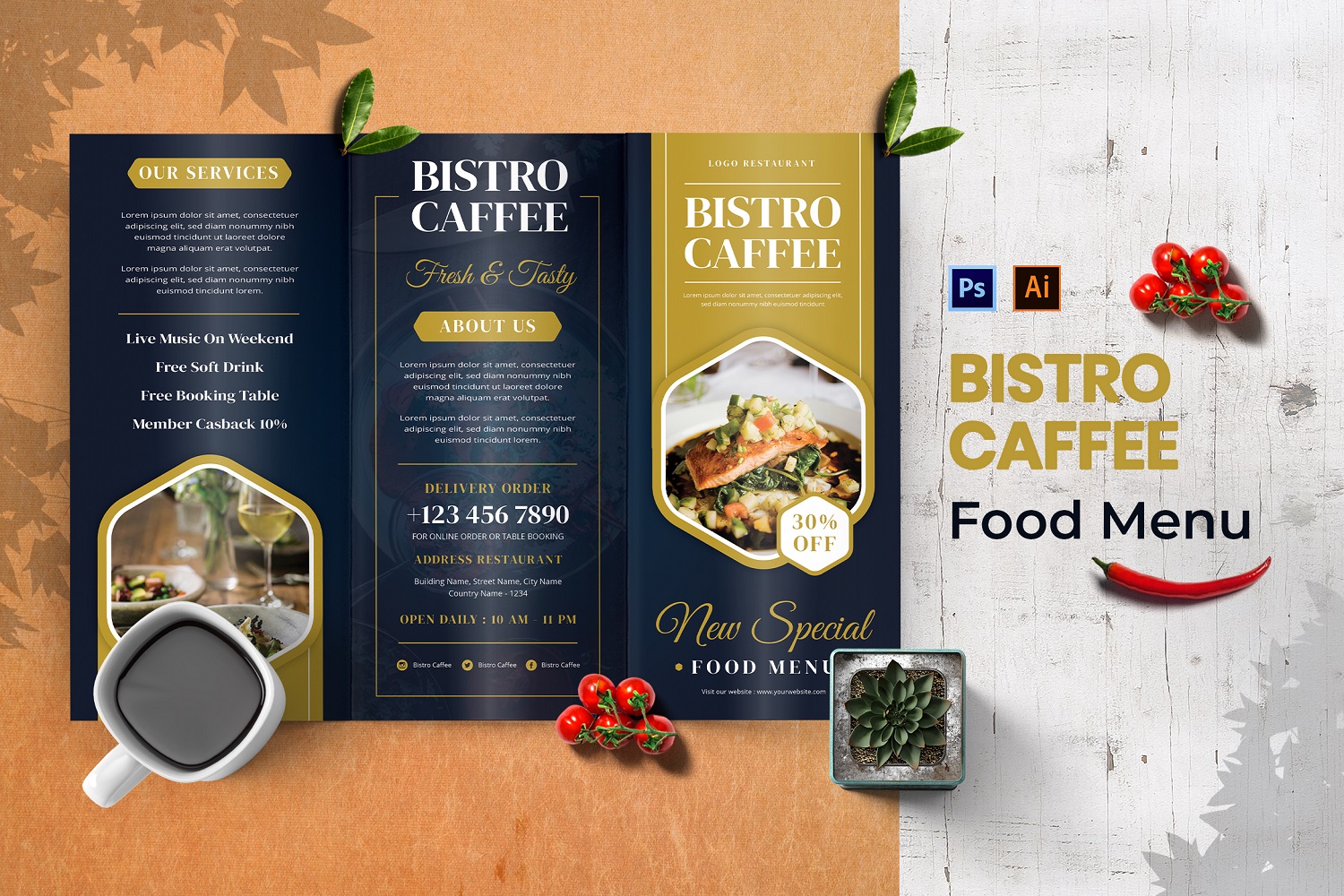 Bistro Caffee Food Menu Print Template