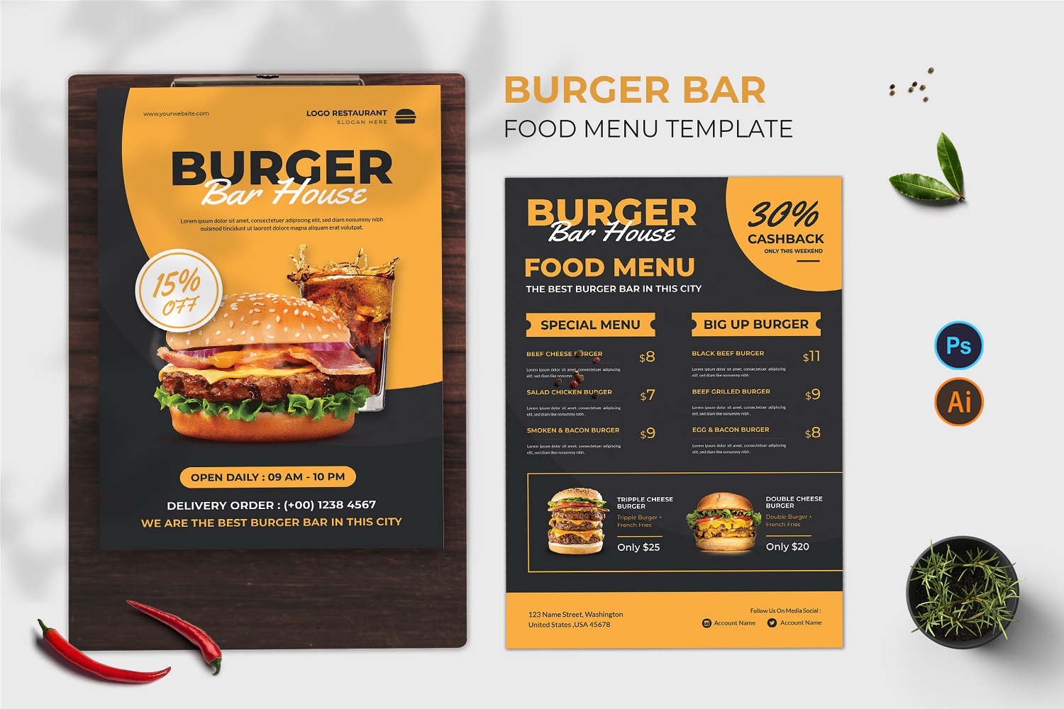 Burger Bar House Food Menu