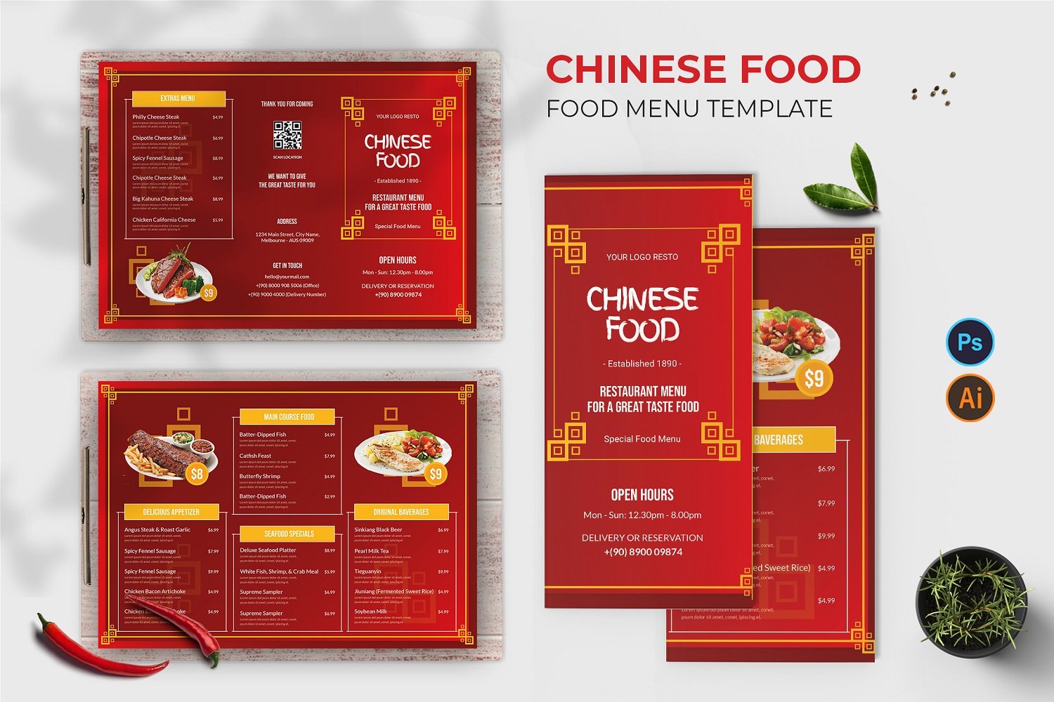 Chiness Food Menu Print Template