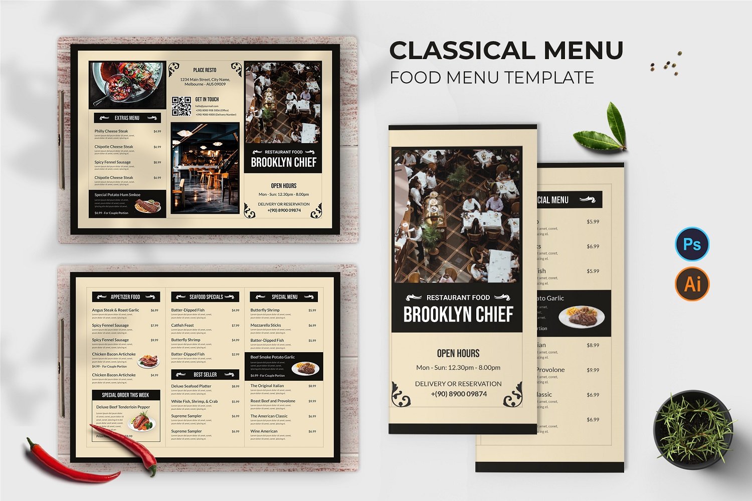 Classical Menu Food Menu Print Template