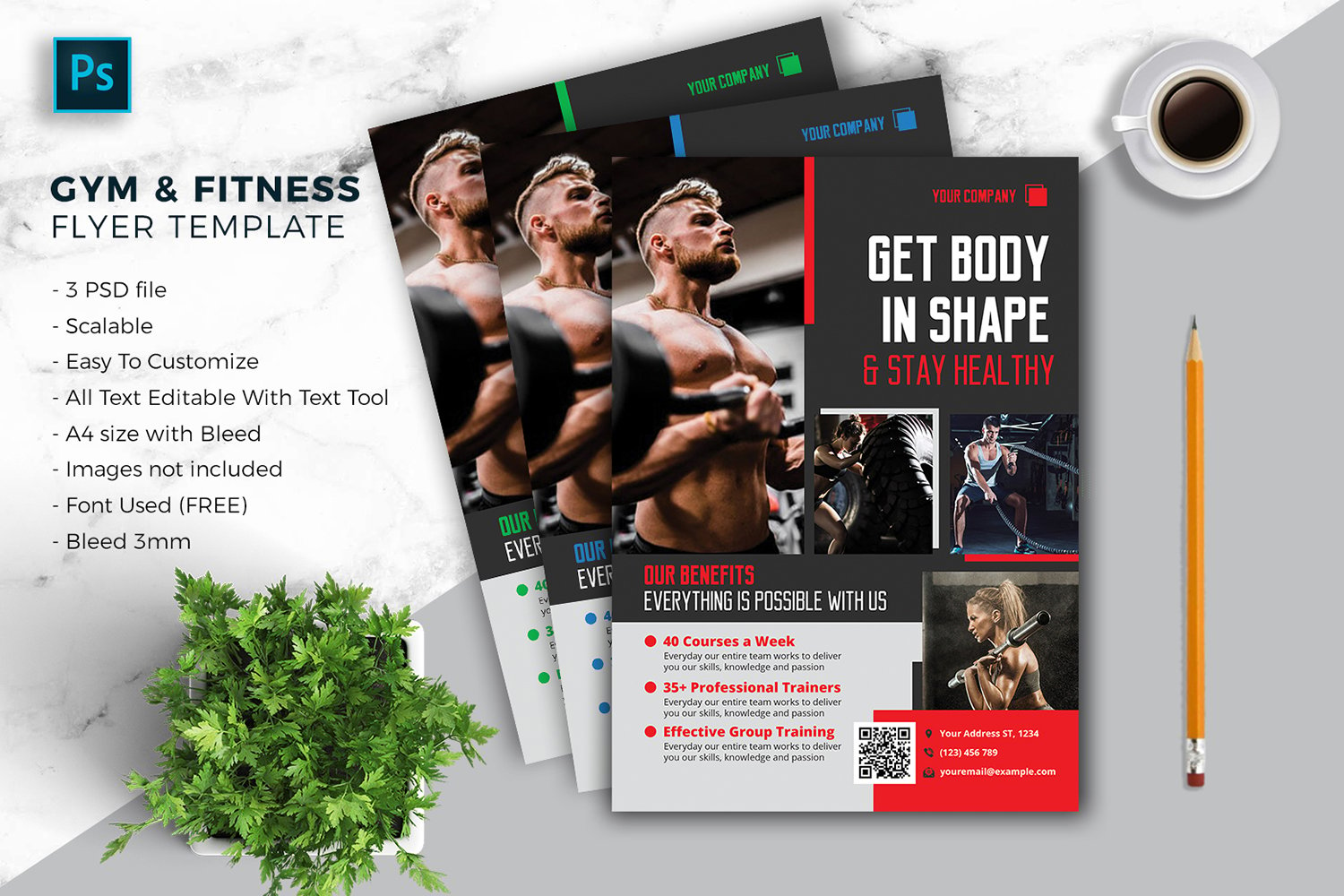 GYM & Fitnes Sport Flyer Template vol-06