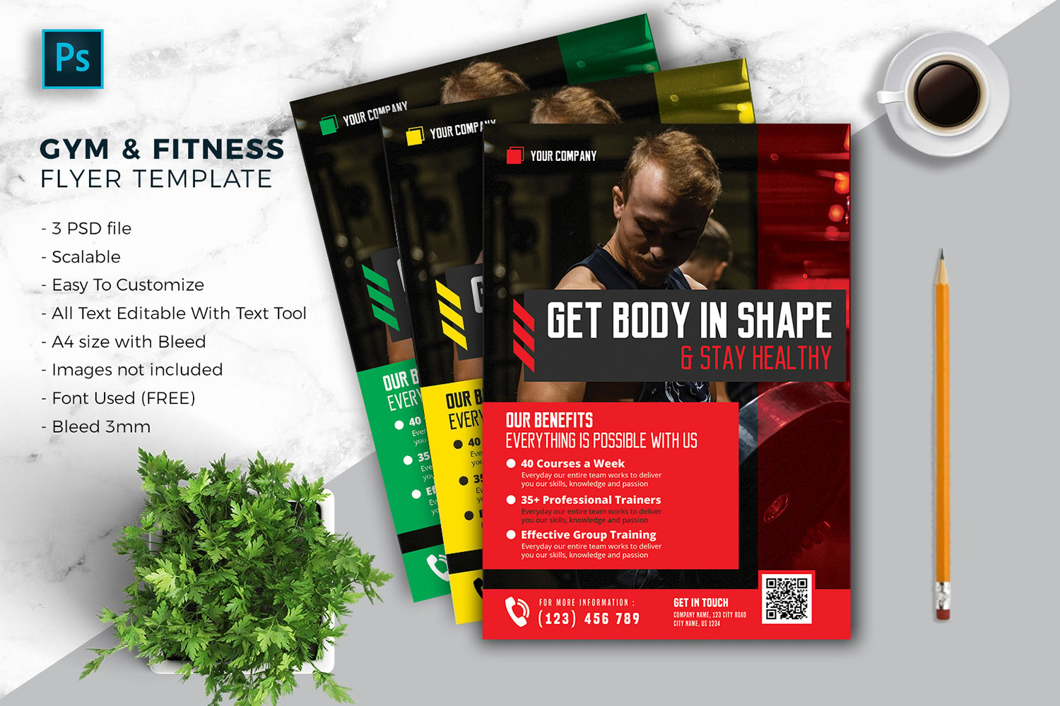 GYM & Fitnes Sport Flyer Template vol-09