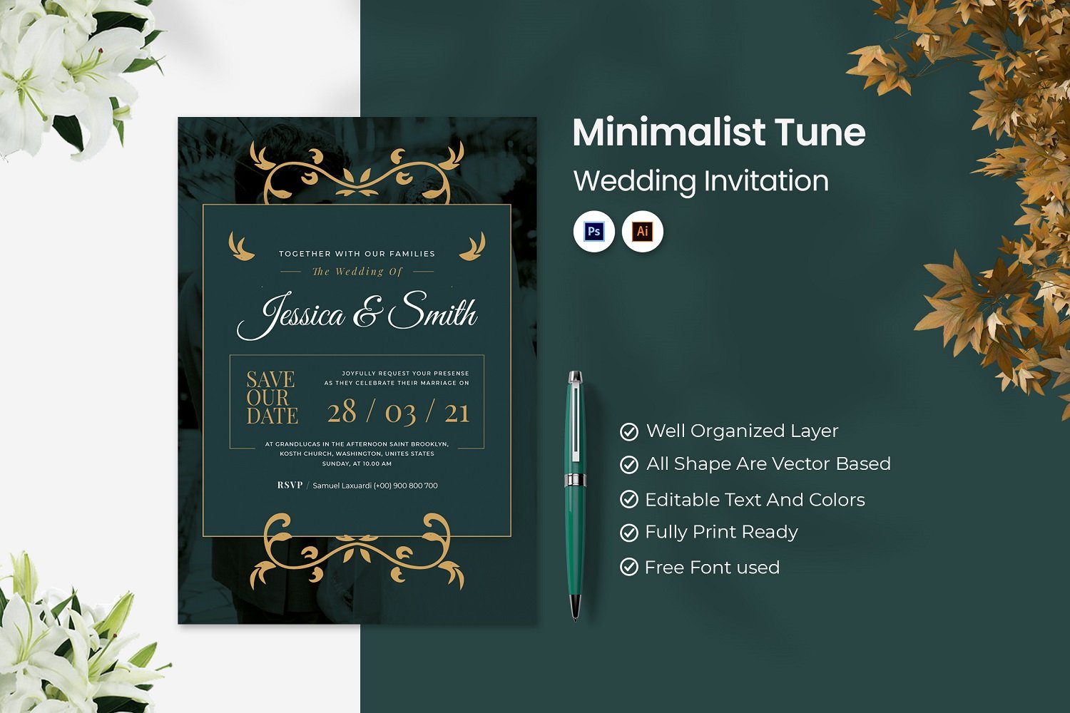 Minimalist Tune Wedding Invitation