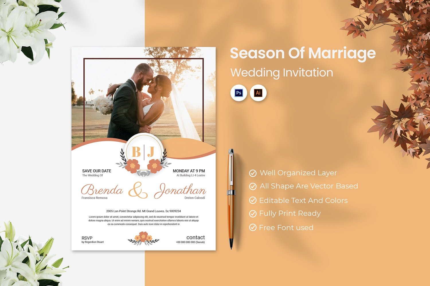 Season Of Marriage Wedding Invitation