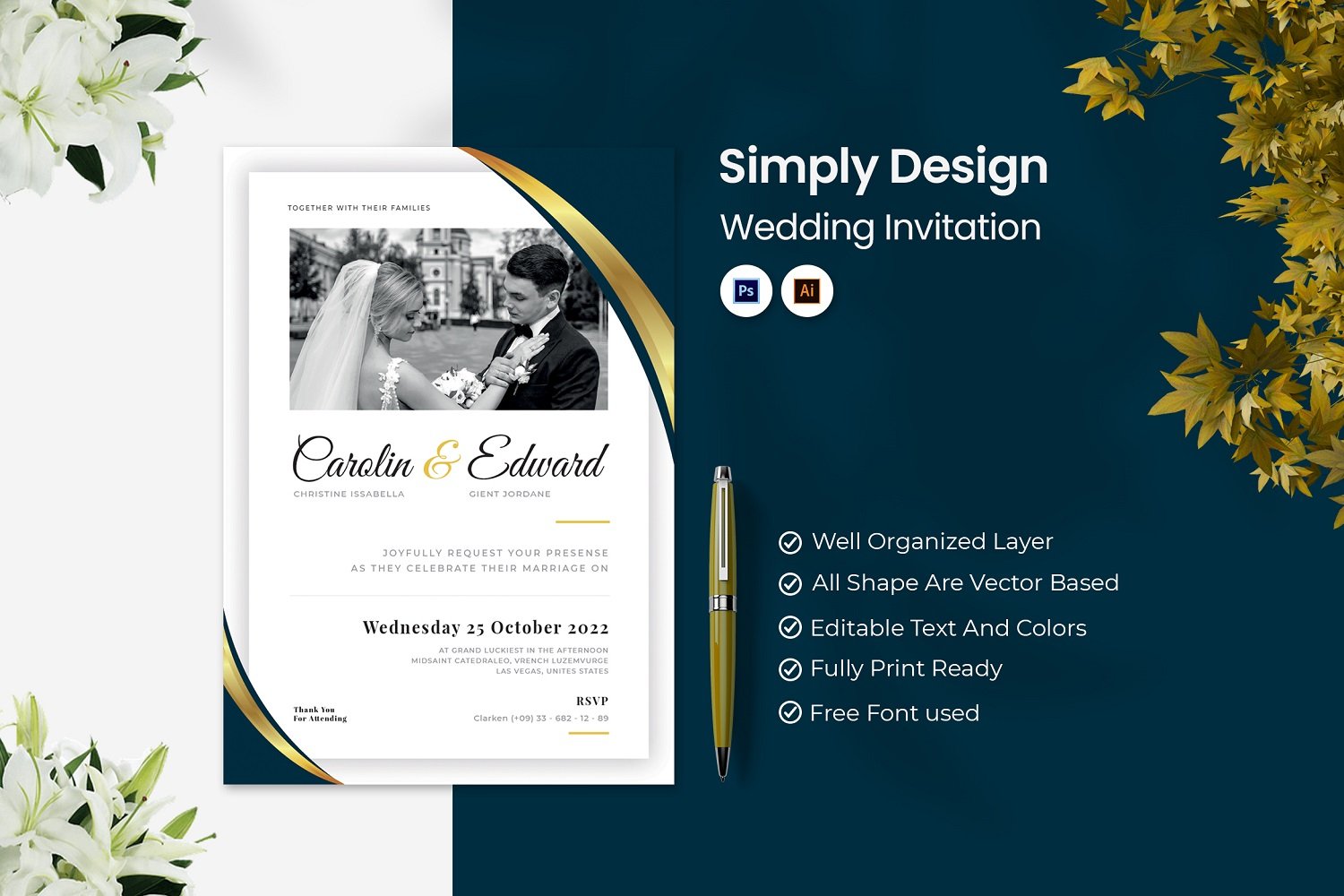 Simply Design Wedding Invitation