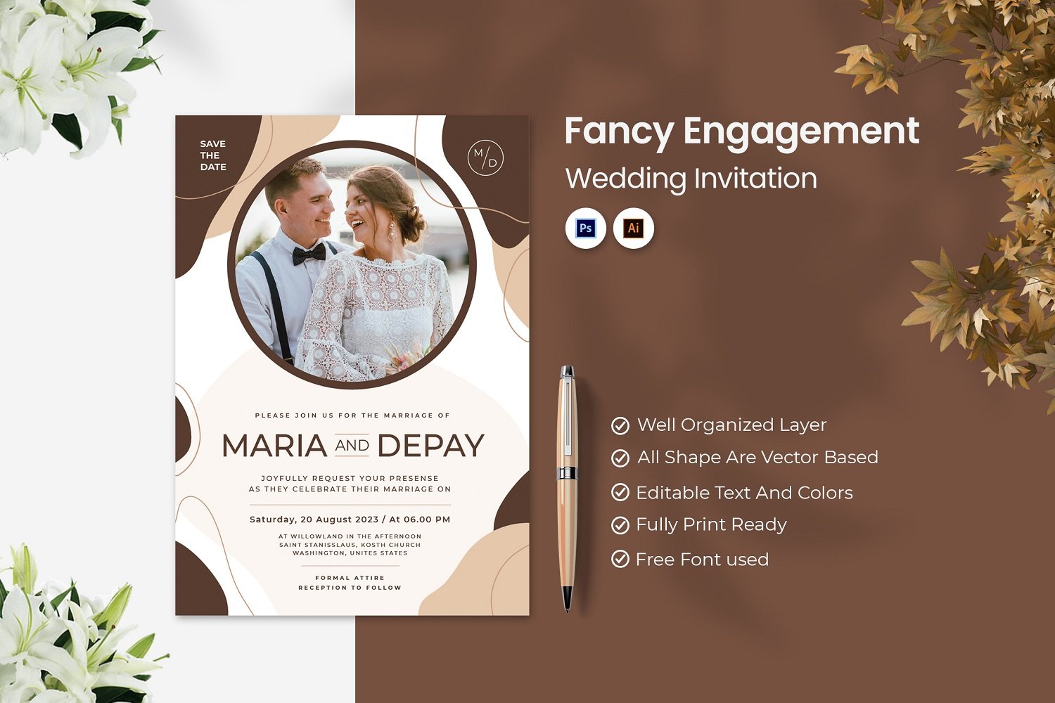 Fancy Engagement Wedding Invitation