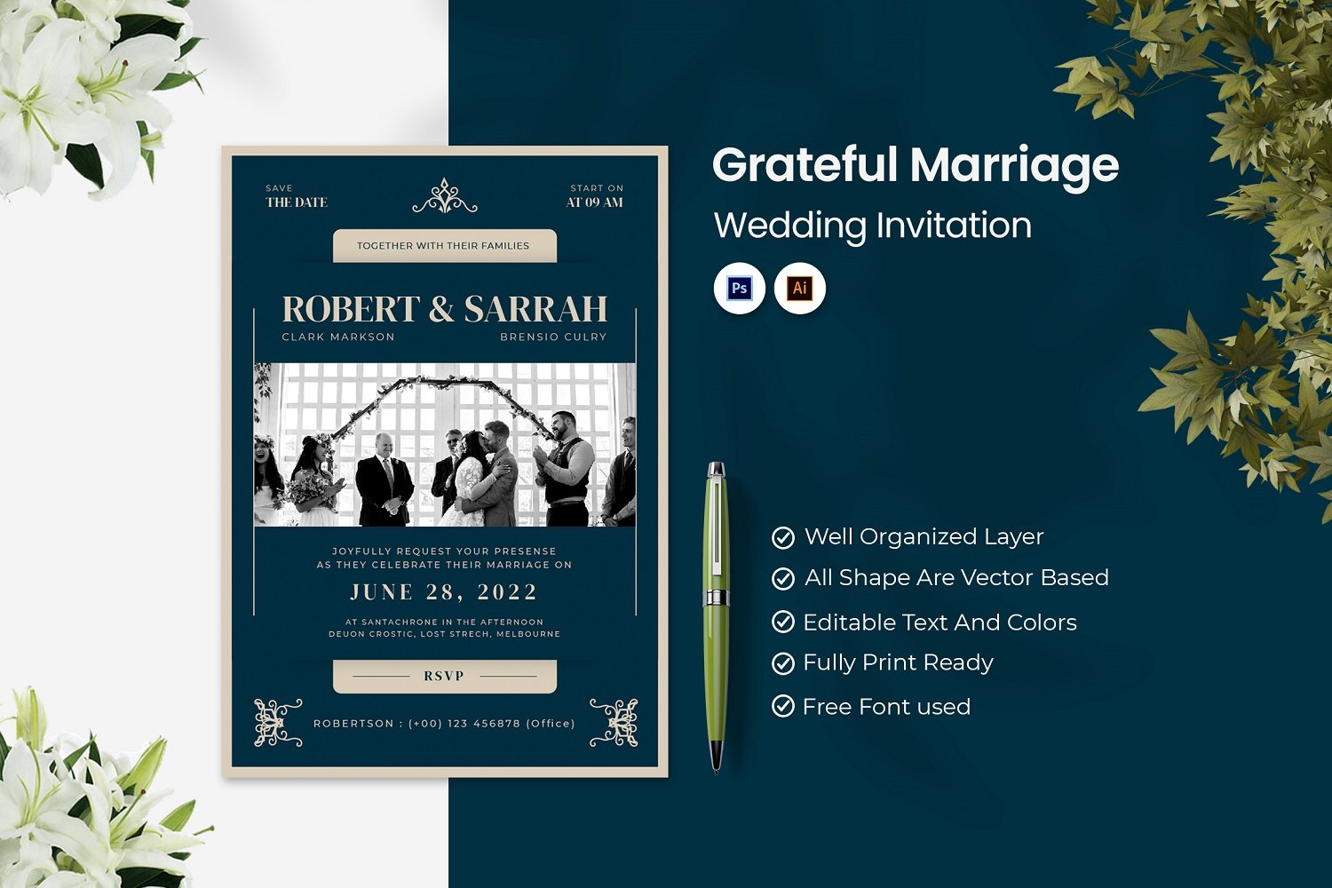 Grateful Marriage Wedding Invitation