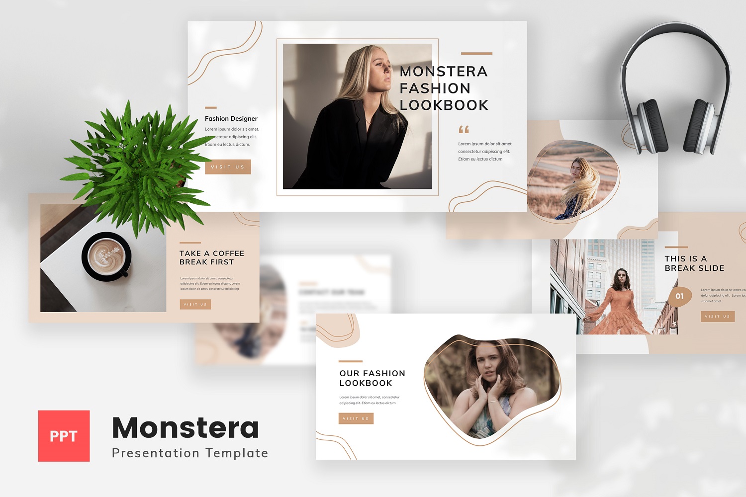 Monstera - Fashion Lookbook PowerPoint Template