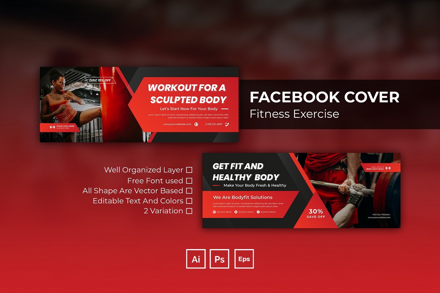 Fitness Exercise Facebook Cover Social Media