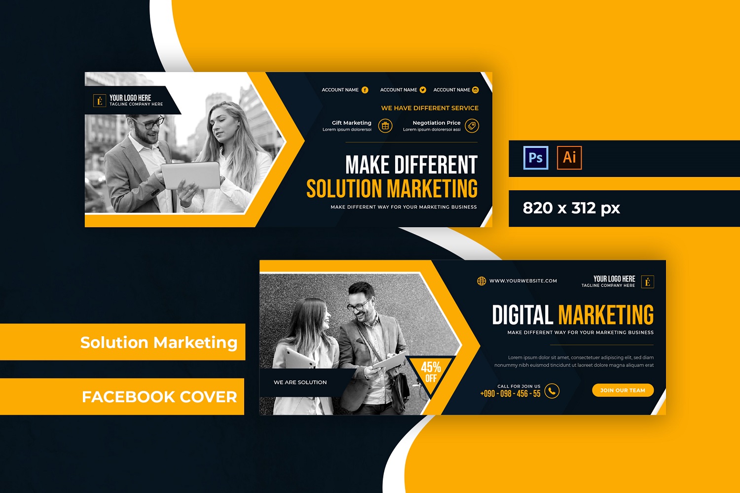 Solution Marketing Facebook Cover Social Media