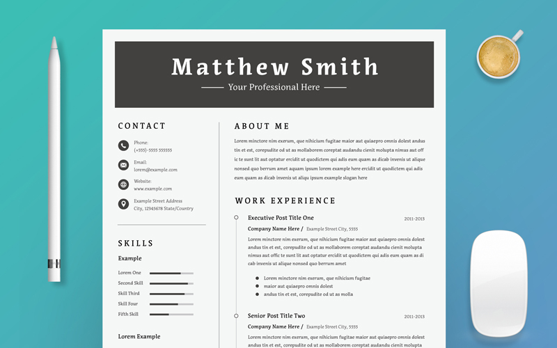 Clean and Professional Resume and CV Layout
