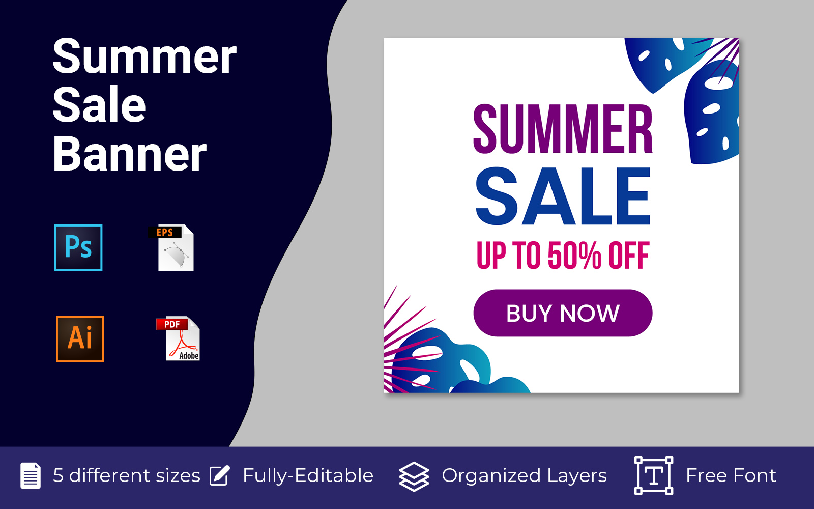 Suitable For Social Media Posts Summer Sale Square Banner Design