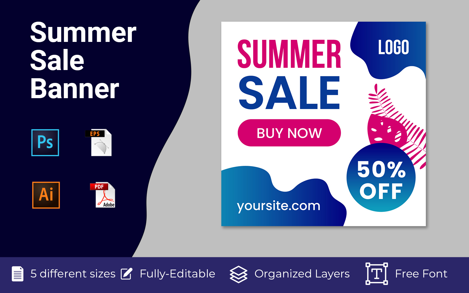 Social Media Posts Summer Sale Square Banner Design