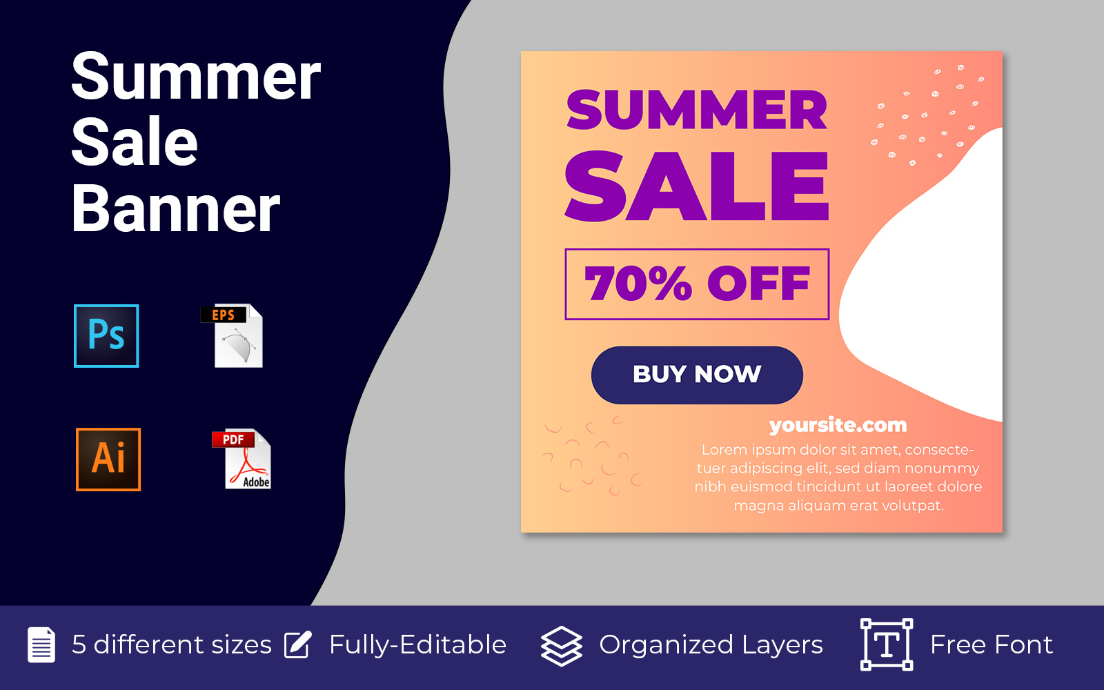 Social Media Posts Summer Sale Square Banner