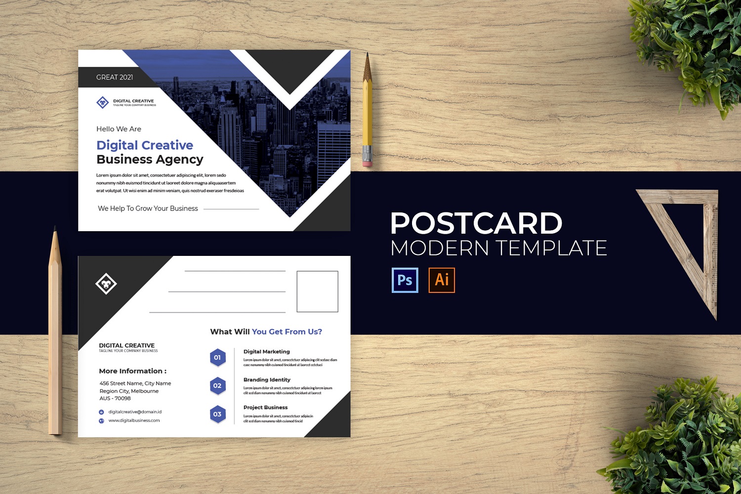 Project Agency Post Card Print Template