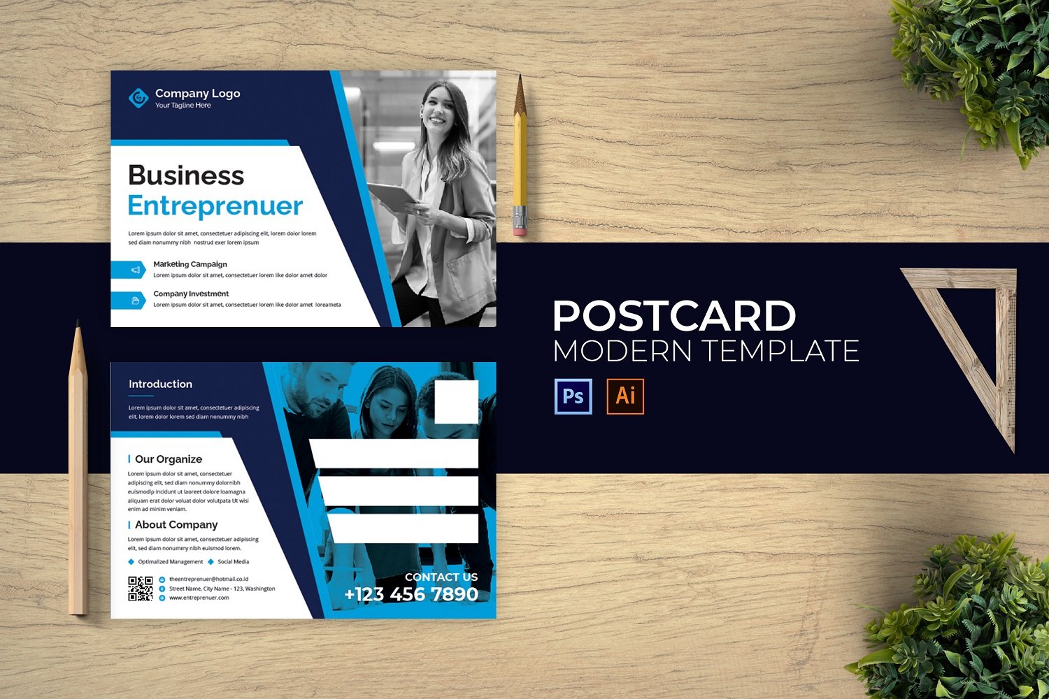 Entrepreneur Post Card Print Template