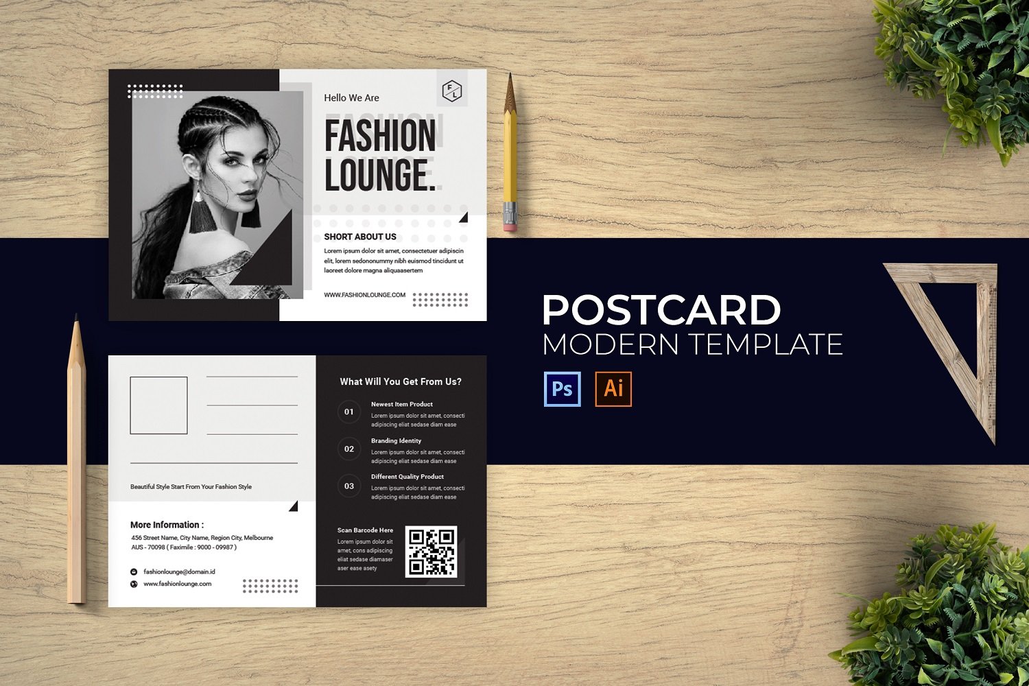 Fashion Lounge Post Card Print Template