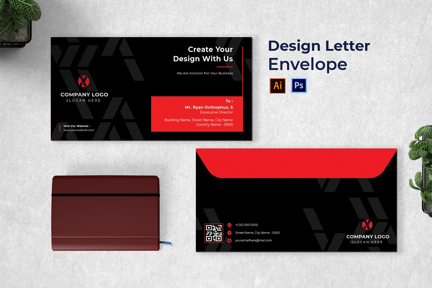 Design Letter Envelope Print Template