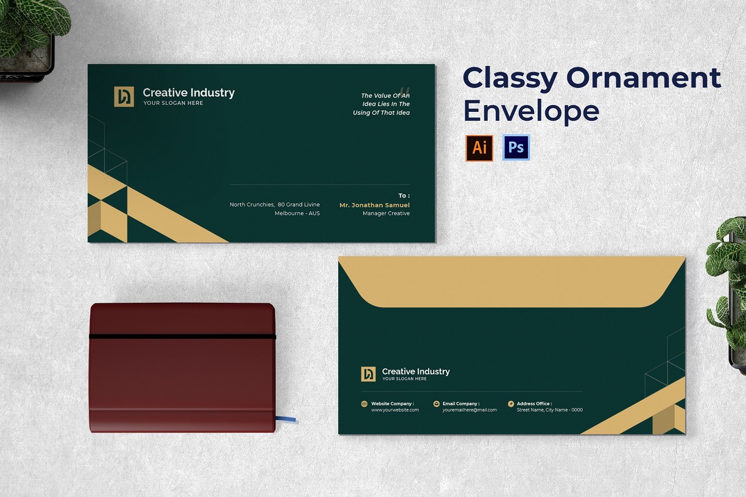 Classy Ornament Envelope Print Template