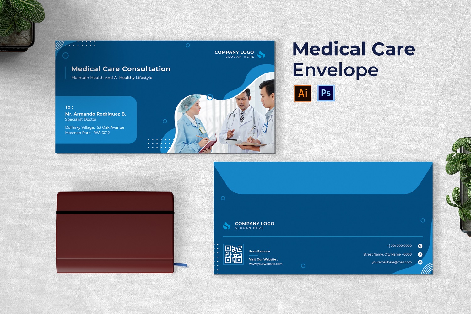 Medical Care Envelope  Print Template