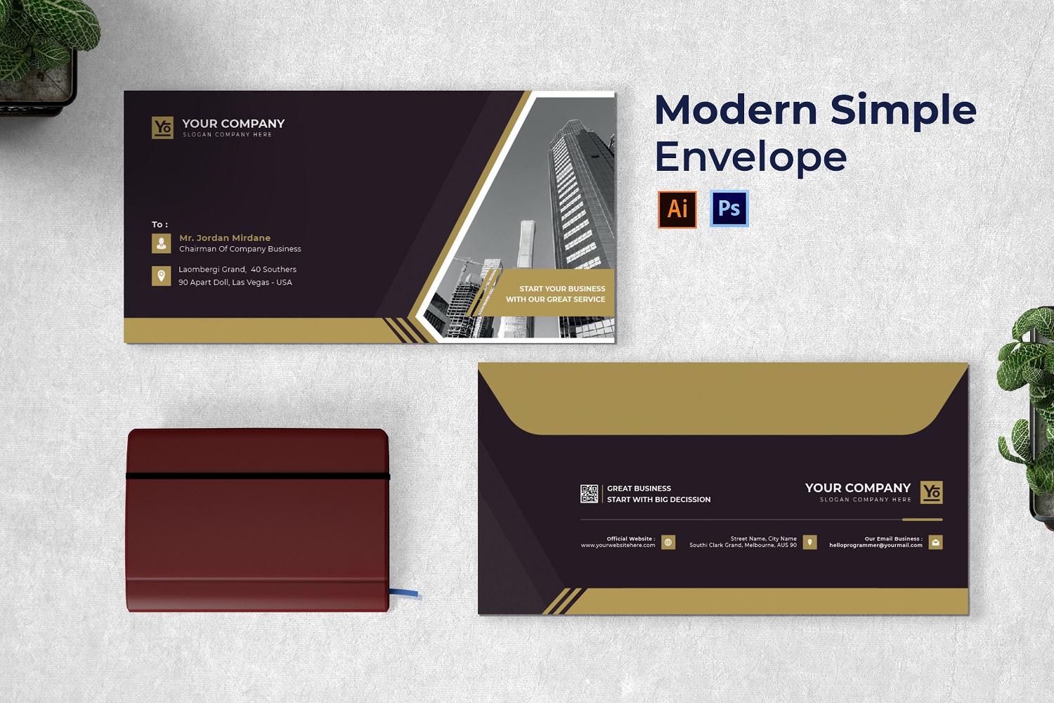 Modern Simple Envelope Print Template