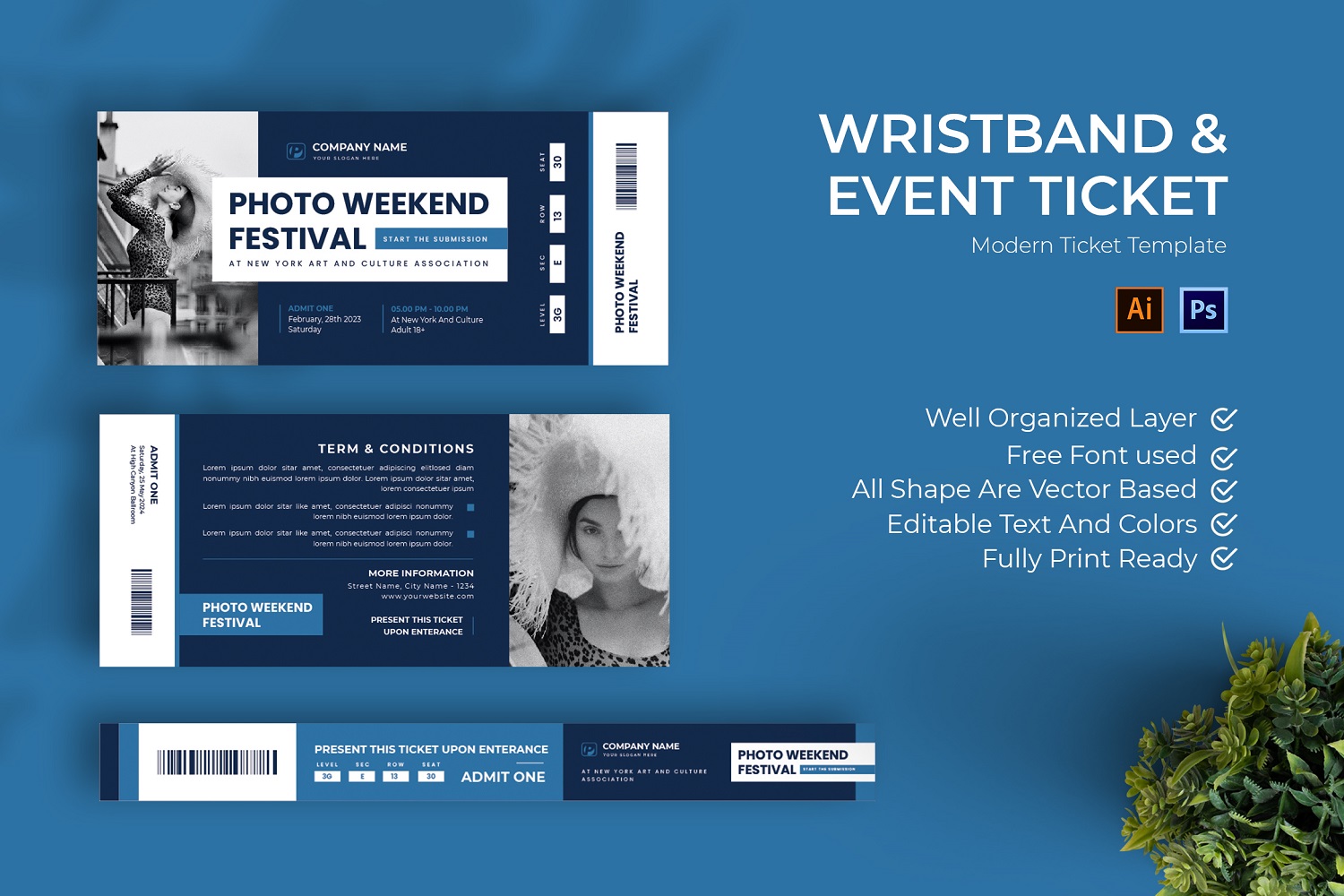 Photo Festival Ticket Print Template