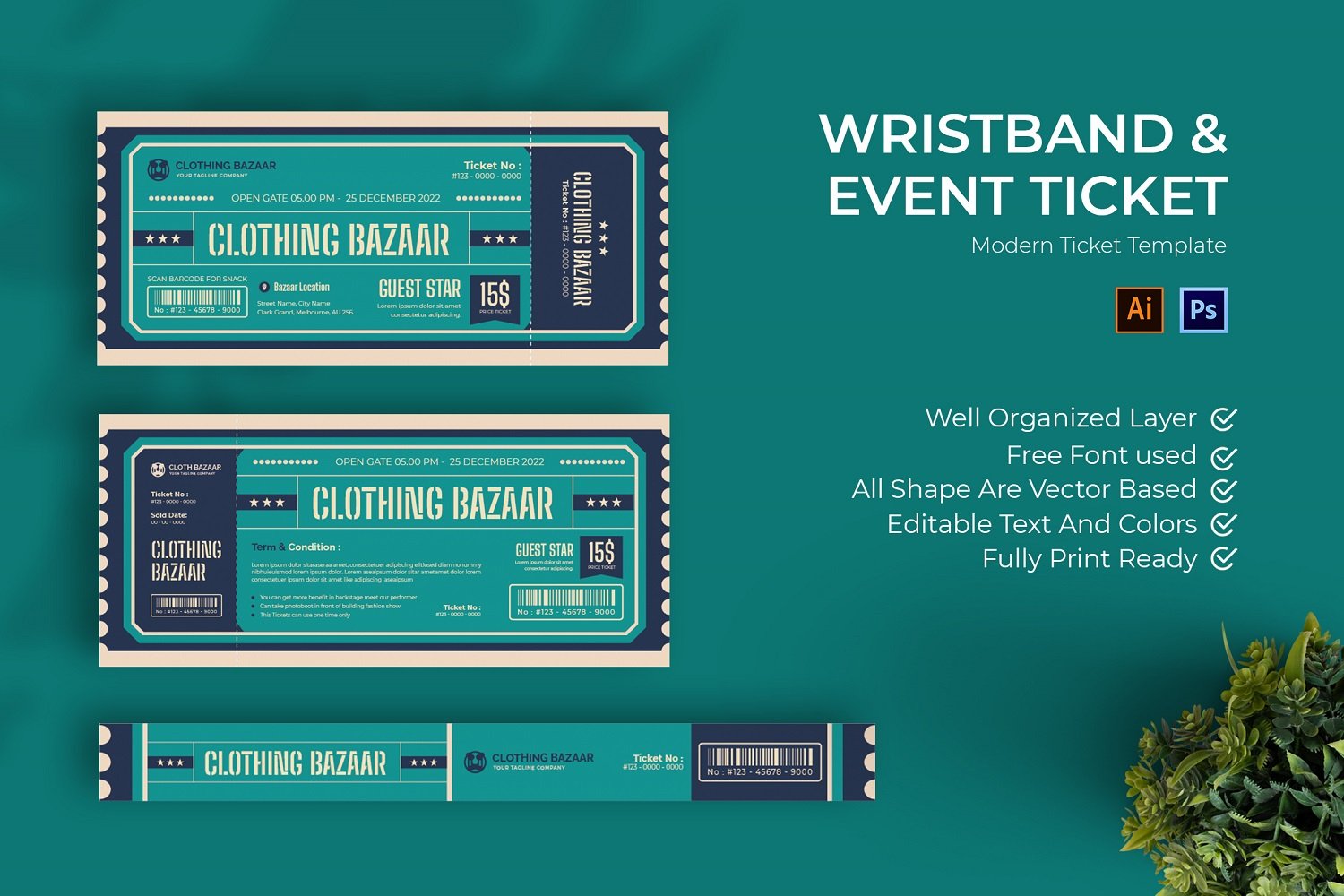 Clothing Bazaar Ticket Print Template