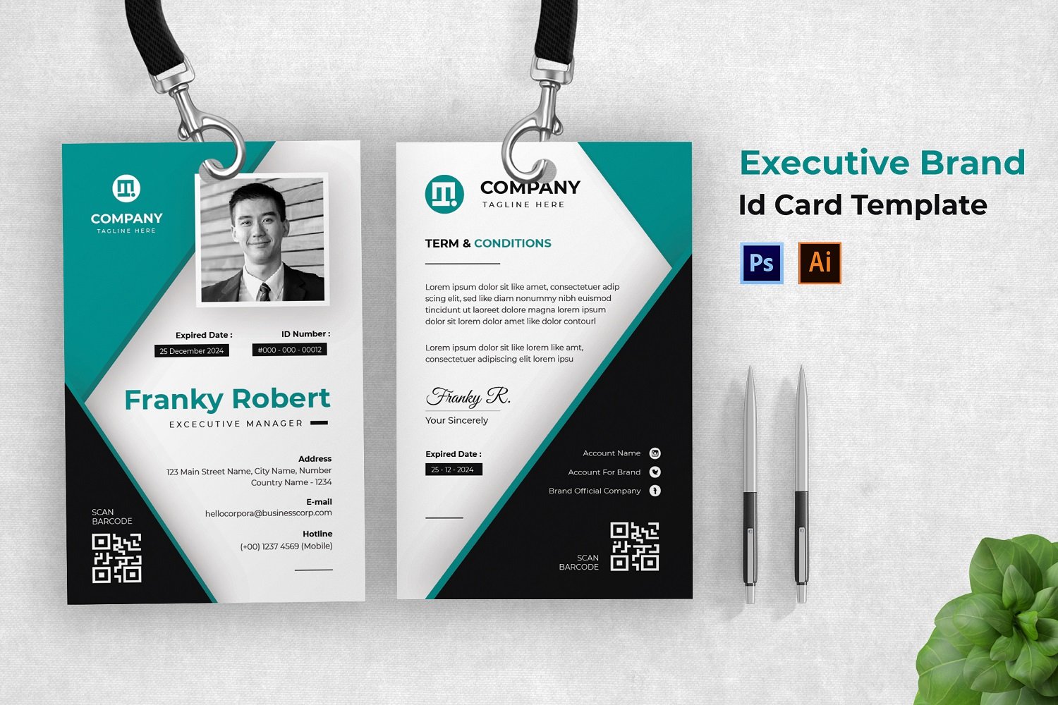 Executive Brand Id Card Print Template