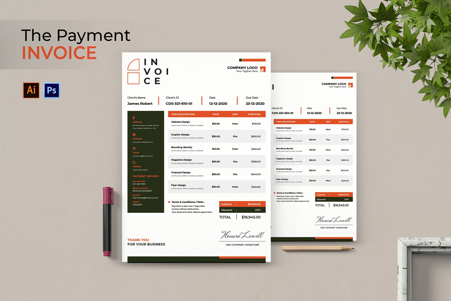 Creative Payment Invoice Print Template