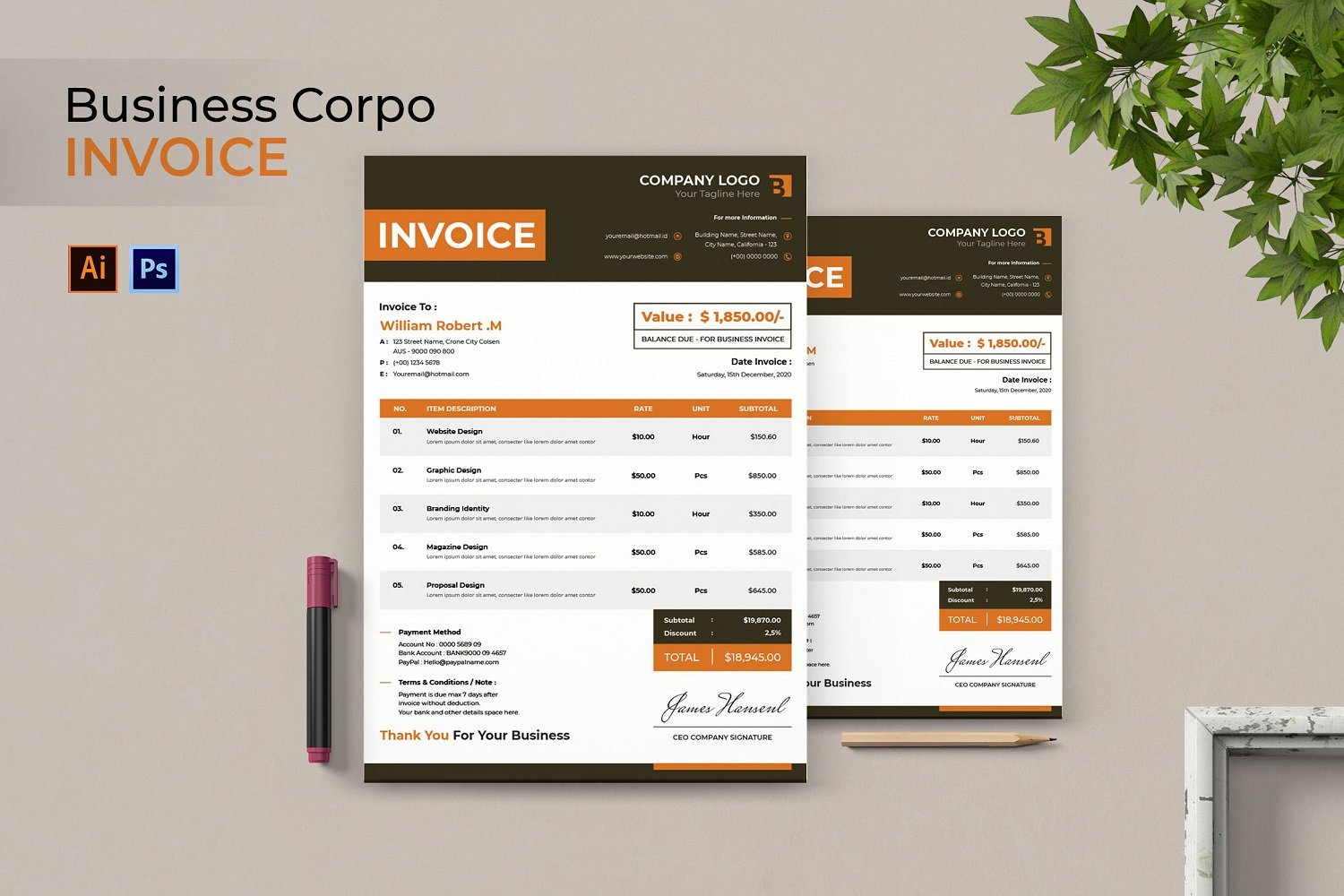 Business Corpo Invoice Print Template