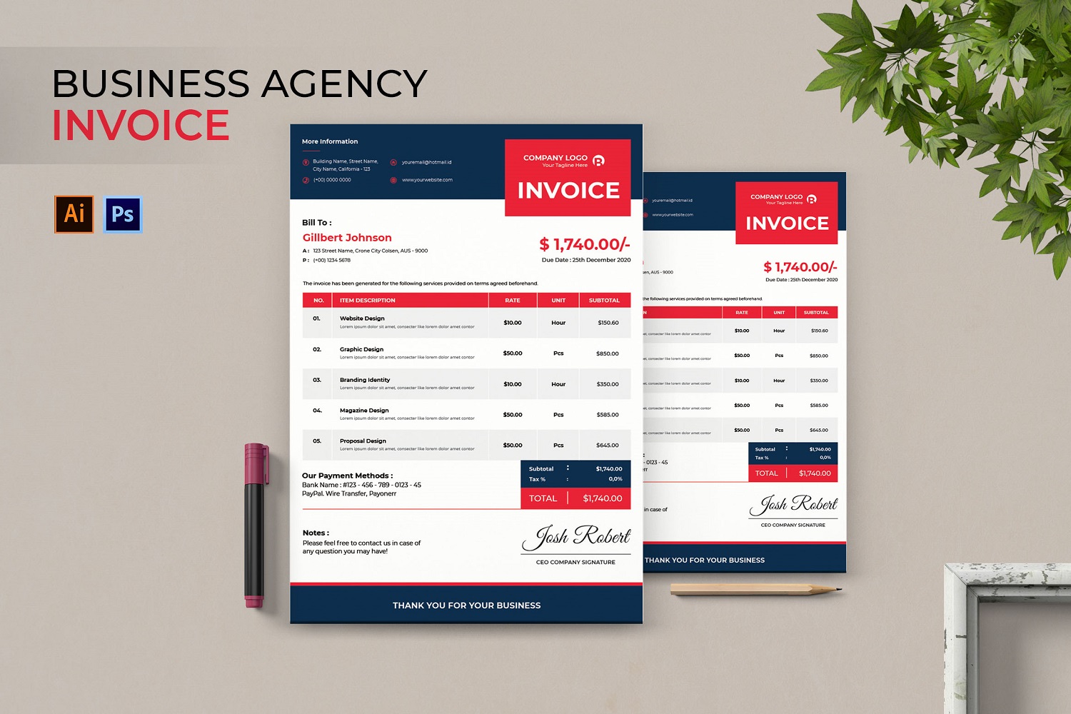 Business Agency Invoice Print Template