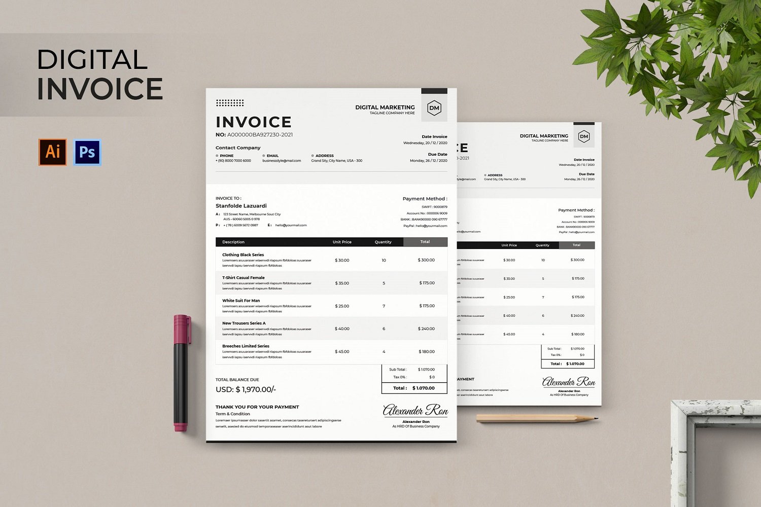 Digital Marketing Invoice