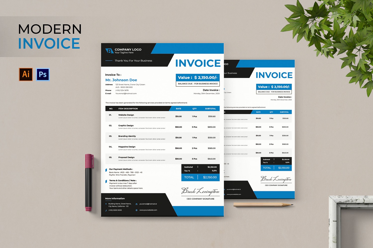 Modern Corporate Invoice Print Template