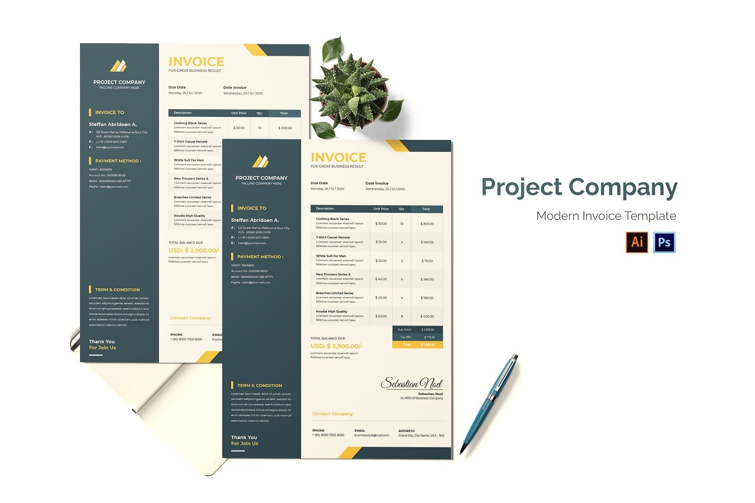 Project Company Invoice Print Template