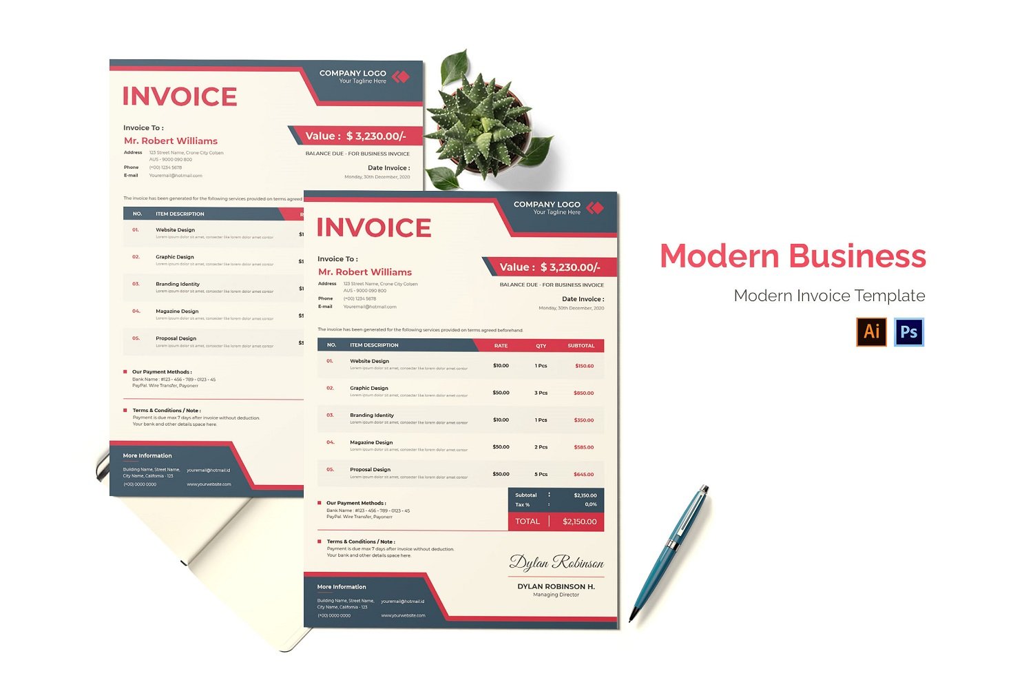 Modern Business Invoice Print Template