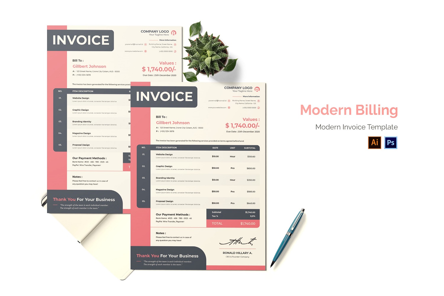 Modern Billing Invoice Print Template