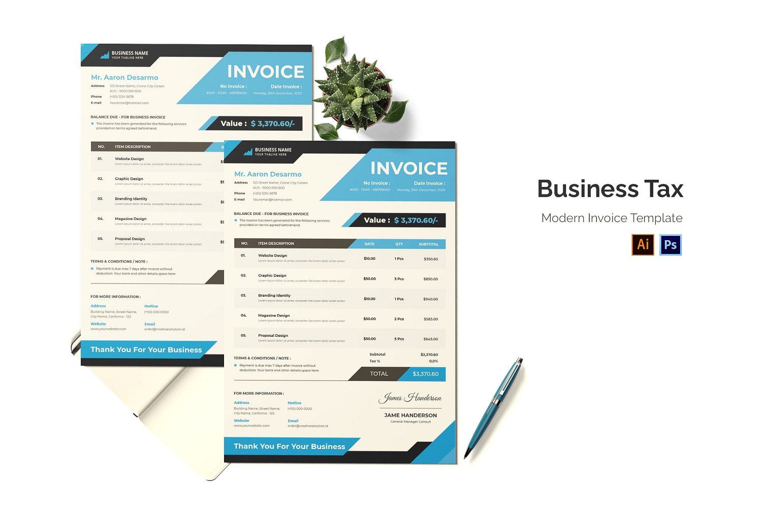 Businss Tax Invoice Print Template