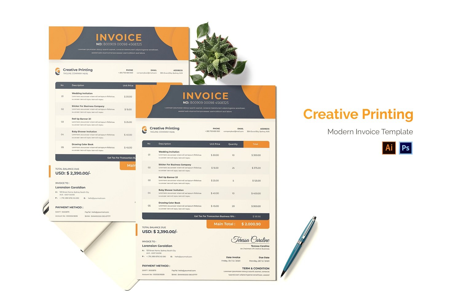 Creative Printing Invoice