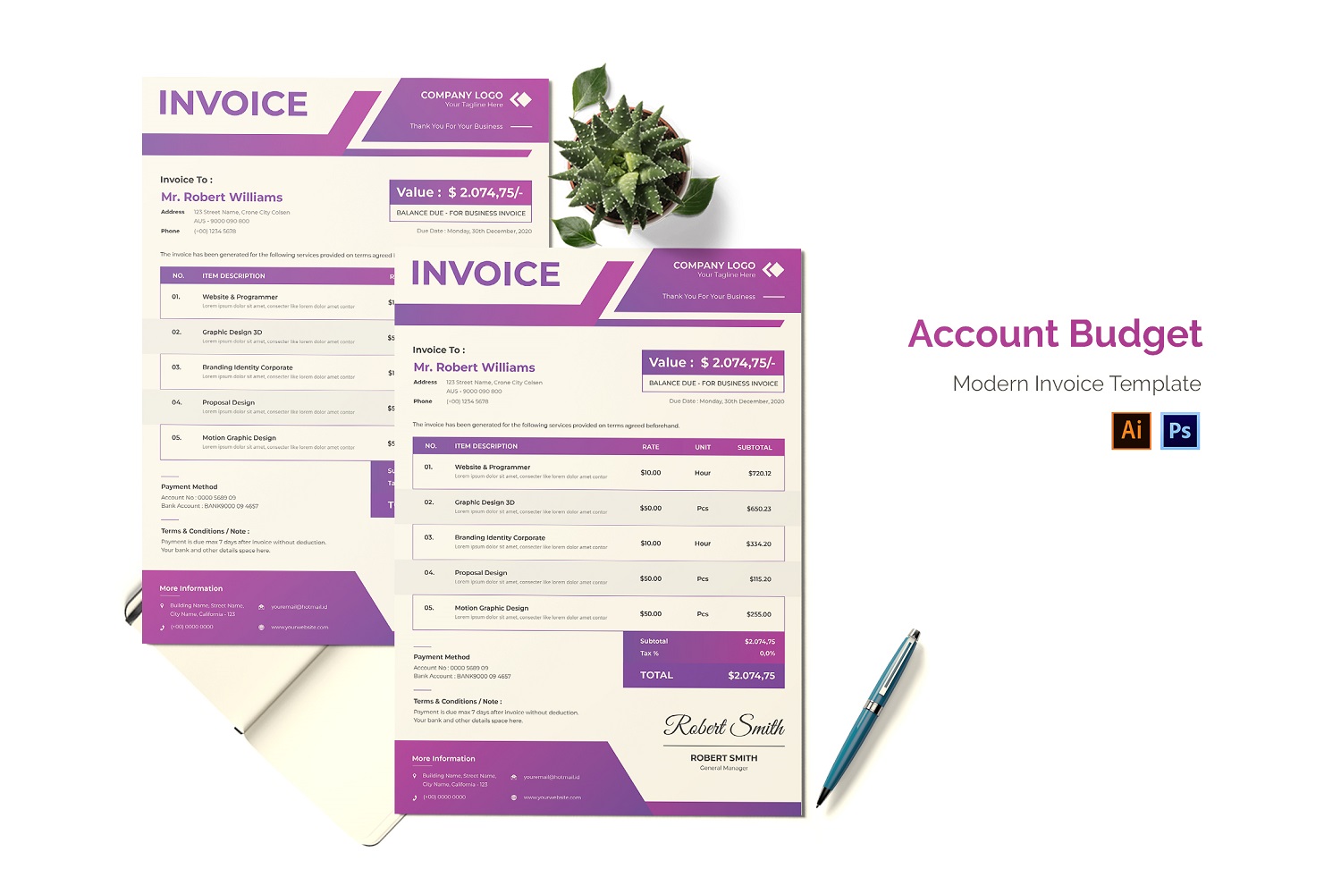 Account Budget Invoice Print Template