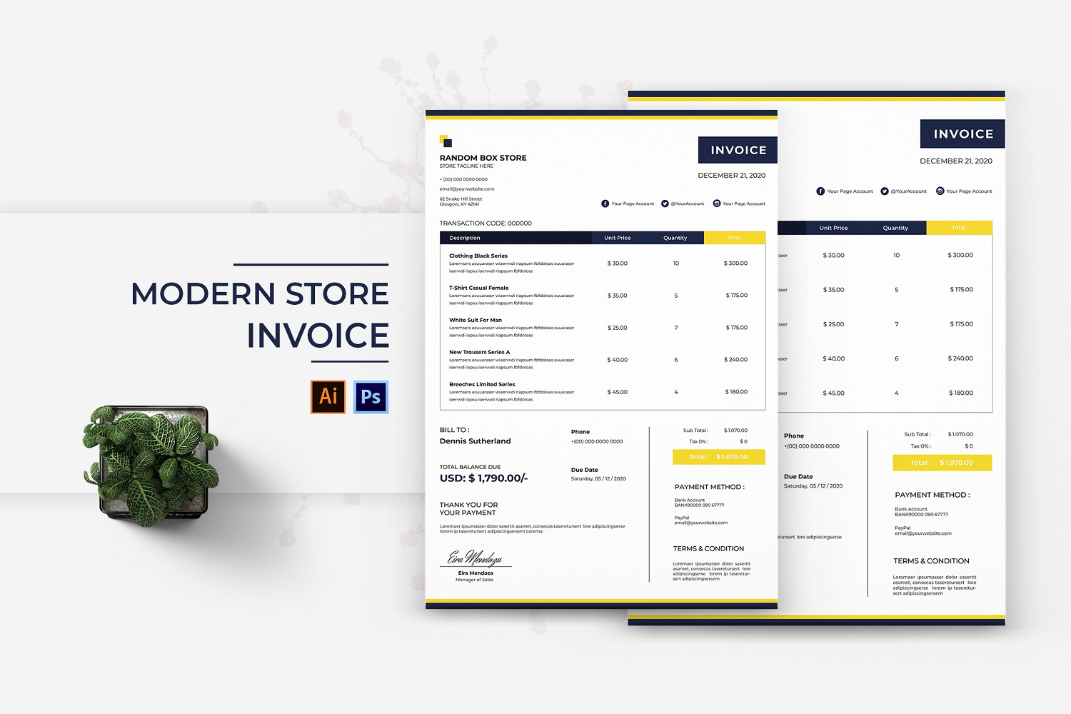 Modern Store Invoice Print Template